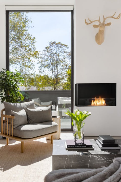 Ecosmart Fire Flex 68LC.BXL Left Corner Fireplace Insert - Black Finish / Black Burner - ESF.FX.68LC.BXL.B